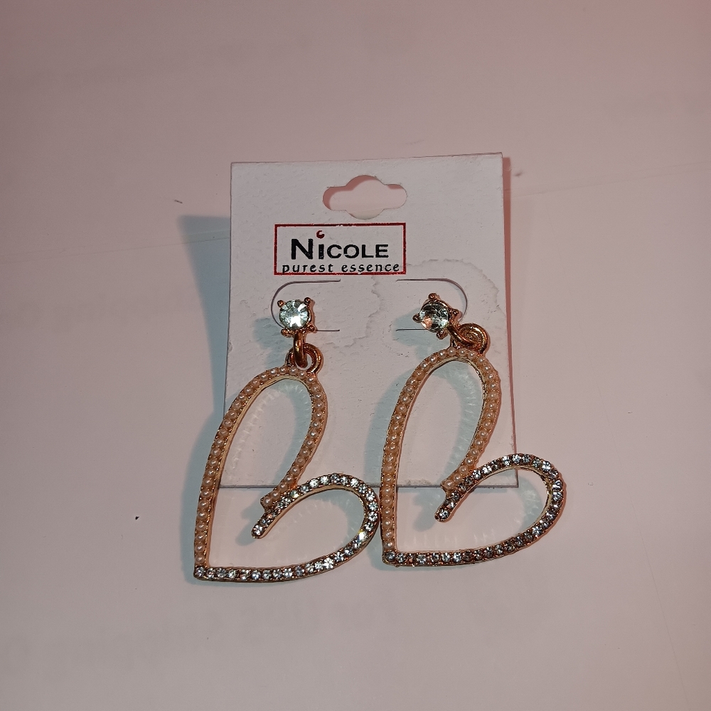 Heart diamond hoop earings